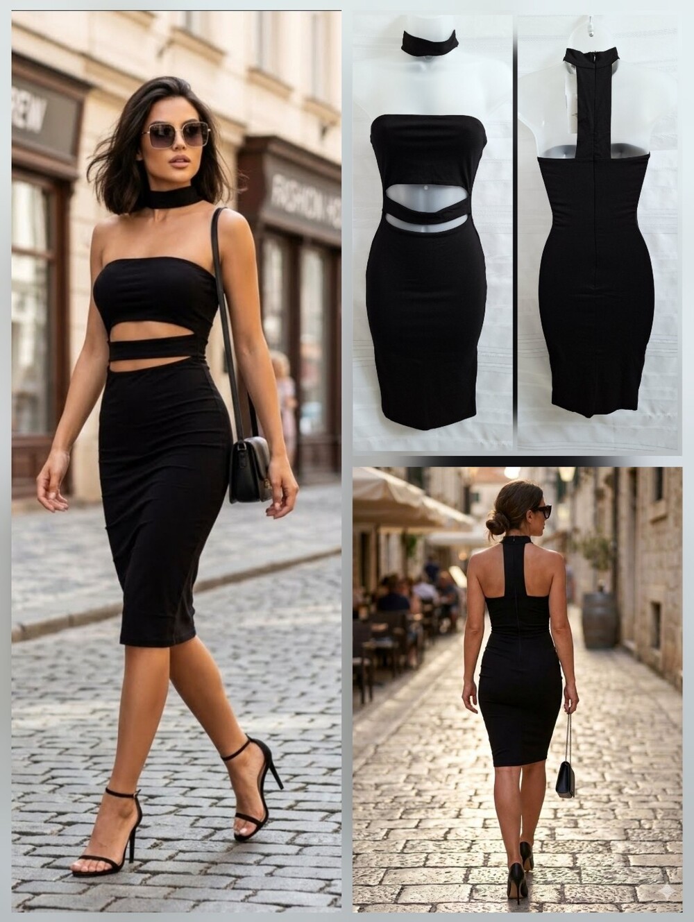 ❤️LF ALOT NEW! black choker cocktail dress 🤍XS